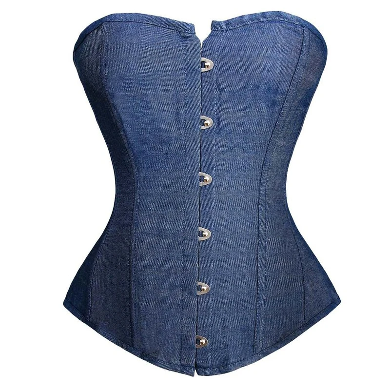 denim corset top outfit